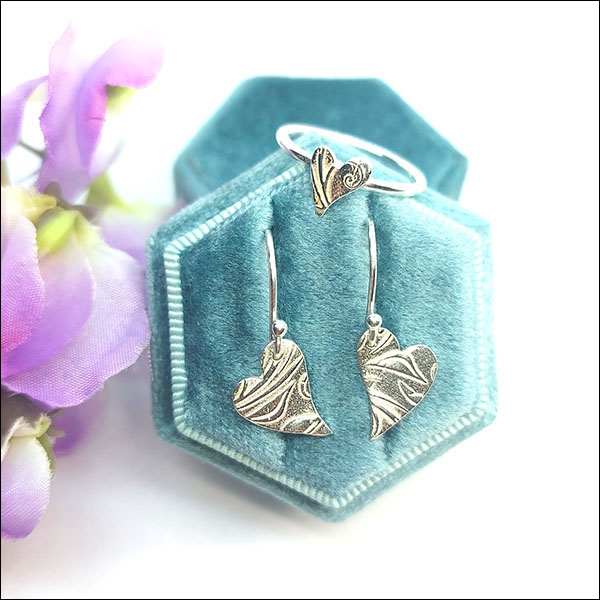 Mia Houghton Floral heart silver drop earrings ring 300dpi