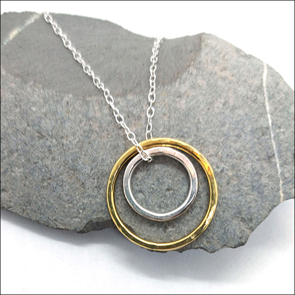 Mia Houghton Gold plated silver two circle pendant