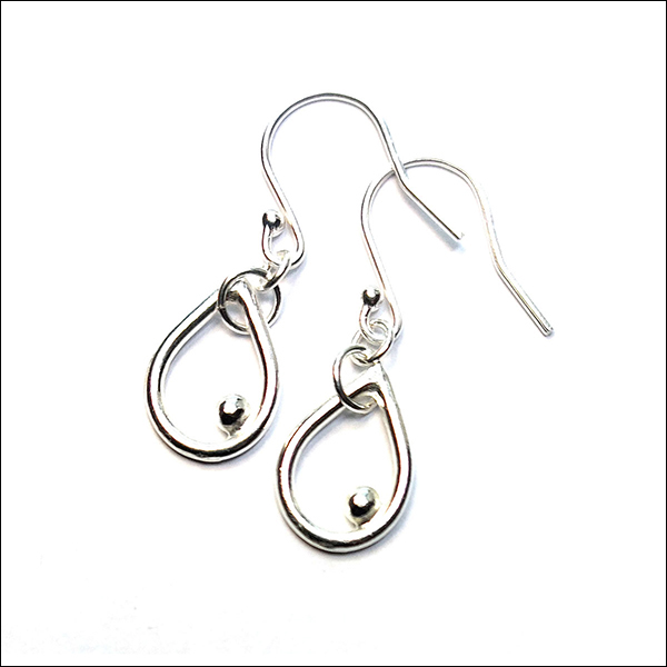 Mia Houghton Iris silver teardrop drop earrings